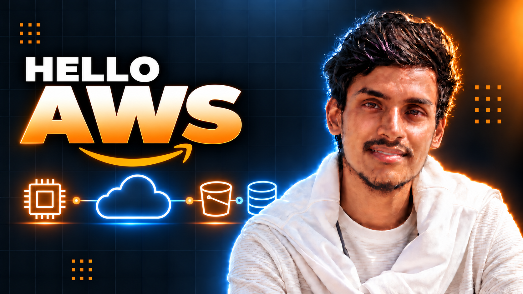 Hello AWS course thumbnail featuring Chanchal K Maurya