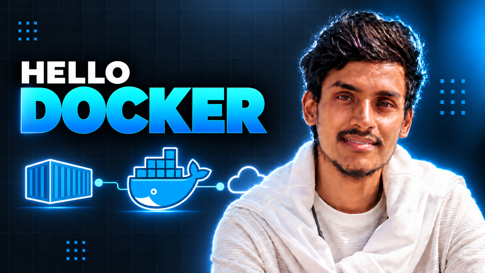 Hello Docker course thumbnail featuring Chanchal K Maurya